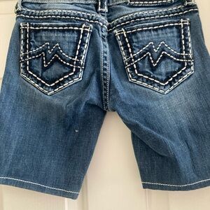 Blue Denim Shorts with White Stitching
